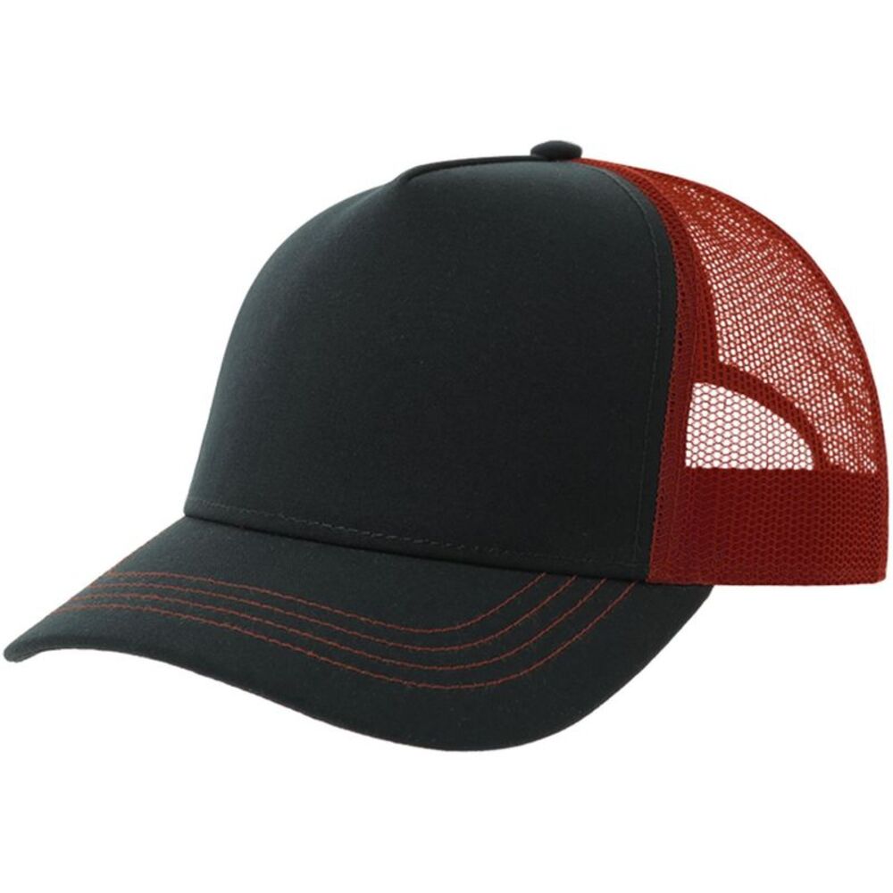 Atlantis Unisex Adult Rapper 5 Panel Canvas Recycled Trucker Cap / Navy/Burgundy